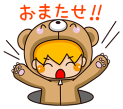 Girl wearing a hood bear sticker #2442897