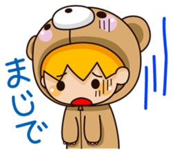 Girl wearing a hood bear sticker #2442898