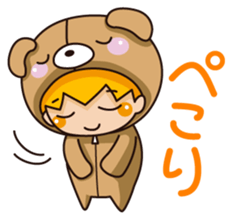 Girl wearing a hood bear sticker #2442901