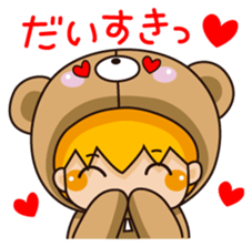 Girl wearing a hood bear sticker #2442902