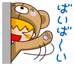 Girl wearing a hood bear sticker #2442904