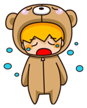 Girl wearing a hood bear sticker #2442906