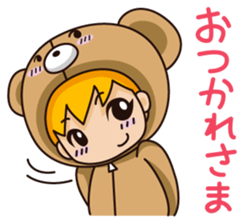 Girl wearing a hood bear sticker #2442911