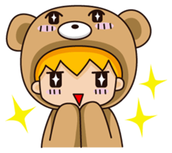 Girl wearing a hood bear sticker #2442912