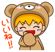 Girl wearing a hood bear sticker #2442913