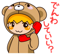 Girl wearing a hood bear sticker #2442917