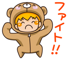 Girl wearing a hood bear sticker #2442918