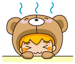 Girl wearing a hood bear sticker #2442921