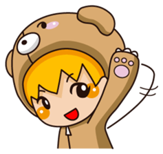 Girl wearing a hood bear sticker #2442922