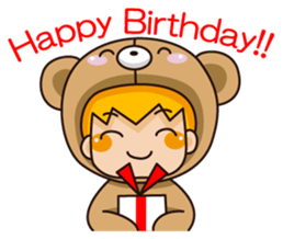 Girl wearing a hood bear sticker #2442923