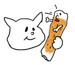 Cat and fish sausage sticker #2452049