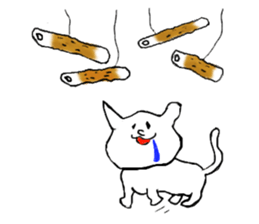 Cat and fish sausage sticker #2452062