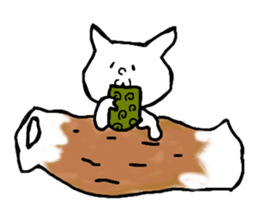 Cat and fish sausage sticker #2452076