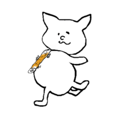 Cat and fish sausage sticker #2452081