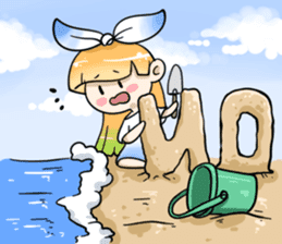 Cute beach girl sticker #2462498