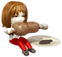 Comical 3D girl sticker sticker #2465991