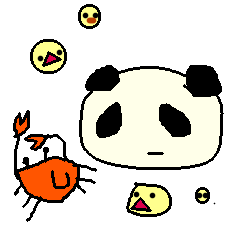 panda + crab + hiyoko