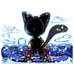 Cat in snowboard sticker #2480384