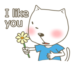 White cat lives happily sticker #2495346