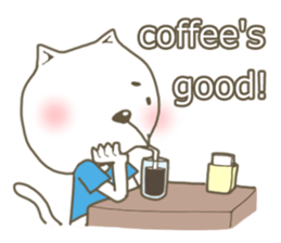 White cat lives happily sticker #2495364