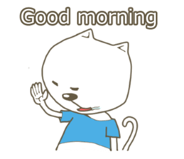 White cat lives happily sticker #2495366