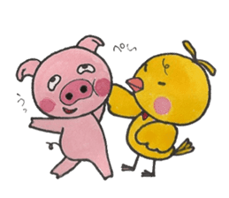 Pretty pig Bu-tan and boon companions. sticker #2498216