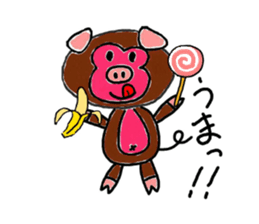 Rare animal of the monkey and pig sticker #2551971