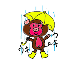 Rare animal of the monkey and pig sticker #2551977