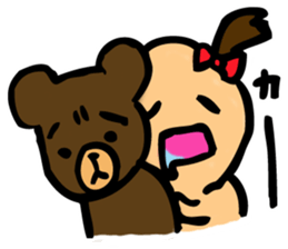 The Sticker of a girl and a bear sticker #2593868