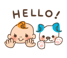 Baby and frenchbulldog puppy sticker #2596435