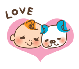 Baby and frenchbulldog puppy sticker #2596436