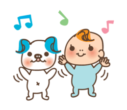 Baby and frenchbulldog puppy sticker #2596437