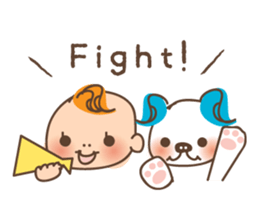 Baby and frenchbulldog puppy sticker #2596438