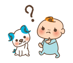 Baby and frenchbulldog puppy sticker #2596440