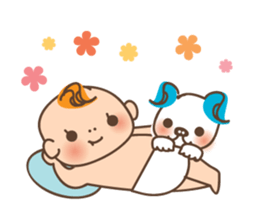 Baby and frenchbulldog puppy sticker #2596441