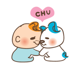 Baby and frenchbulldog puppy sticker #2596446