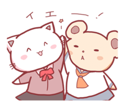 Cat and Bear schoolgirl sticker #2612461