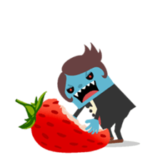 Vampire loves strawberries sticker #2640381