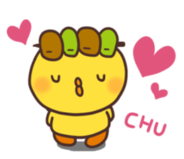 Cute chick and yakitori sticker #2660929