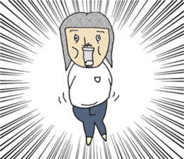 Lazy man with long hair and mustache. sticker #2662497
