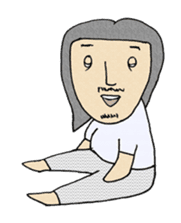 Lazy man with long hair and mustache. sticker #2662508