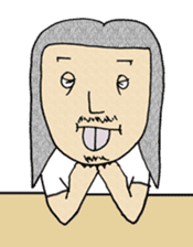 Lazy man with long hair and mustache. sticker #2662511