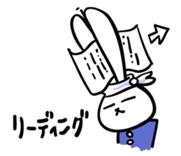 Rabbit who is studying for an exam. sticker #2684369