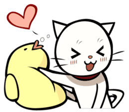 White cat & sometimes chick sticker #2689694