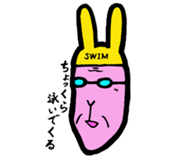 Funny middle-aged rabbit. sticker #2690250