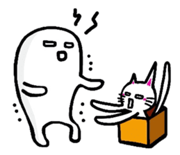 White-Man & Hakoiri-Cat 3 sticker #2697456