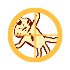 cat  sat down on a round window sticker sticker #2735179