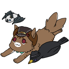 A cat, a crow, and a bat