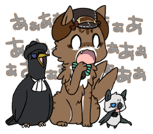A cat, a crow, and a bat sticker #2738048