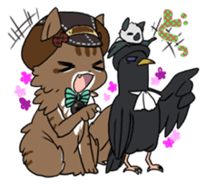 A cat, a crow, and a bat sticker #2738050